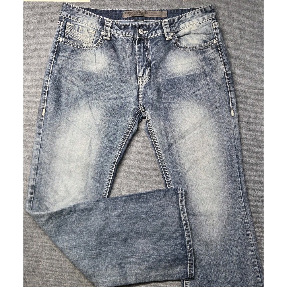 Rock & Roll Denim Jeans Blue Pistol Bootcut Western Cowboy Thick Stitch 28x33